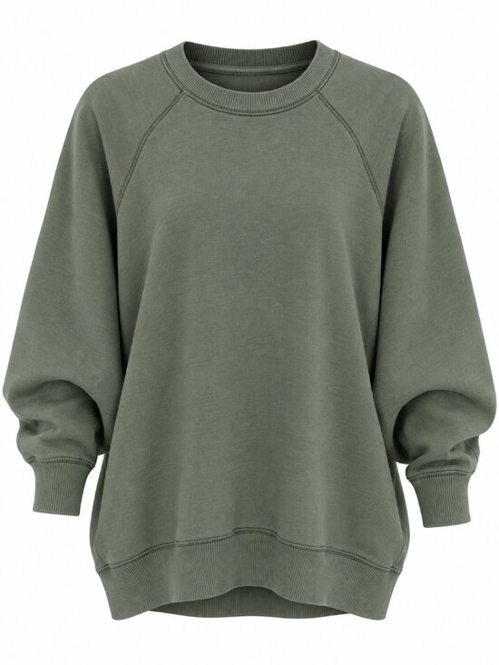 aerie Tops - Aerie Olive Green Sweatshirt Womens XL Oversized Raglan Crewneck Cotton Pullover